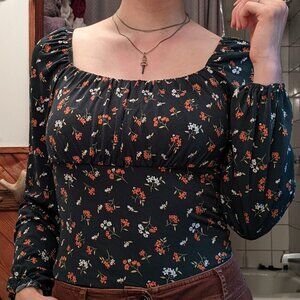 Floral Crop Long Sleeve Top